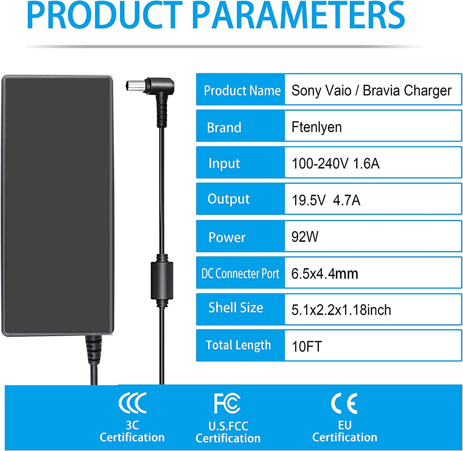 90W 19.5V 4.7A Ac Adapter Laptop Charger Replacement For Sony Vaio Pcg 3J1L Vpccw21Fx Vgn Cr240E Vpcf236Fm Pcg 61A14L Pcga Ac19V